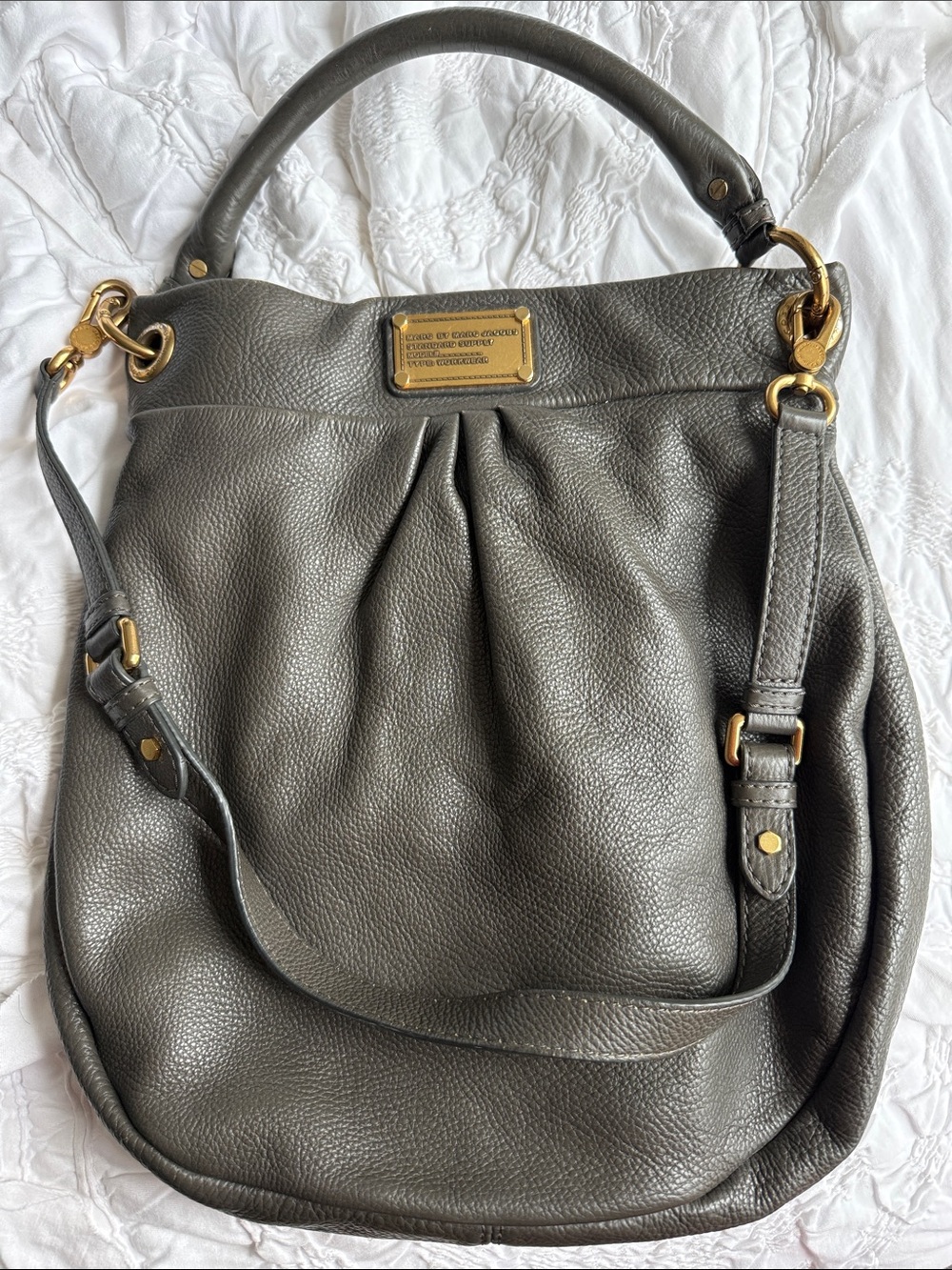 Marc by Marc Jacobs Q Hillier Gray Pebbled Leather Shoulder Bag